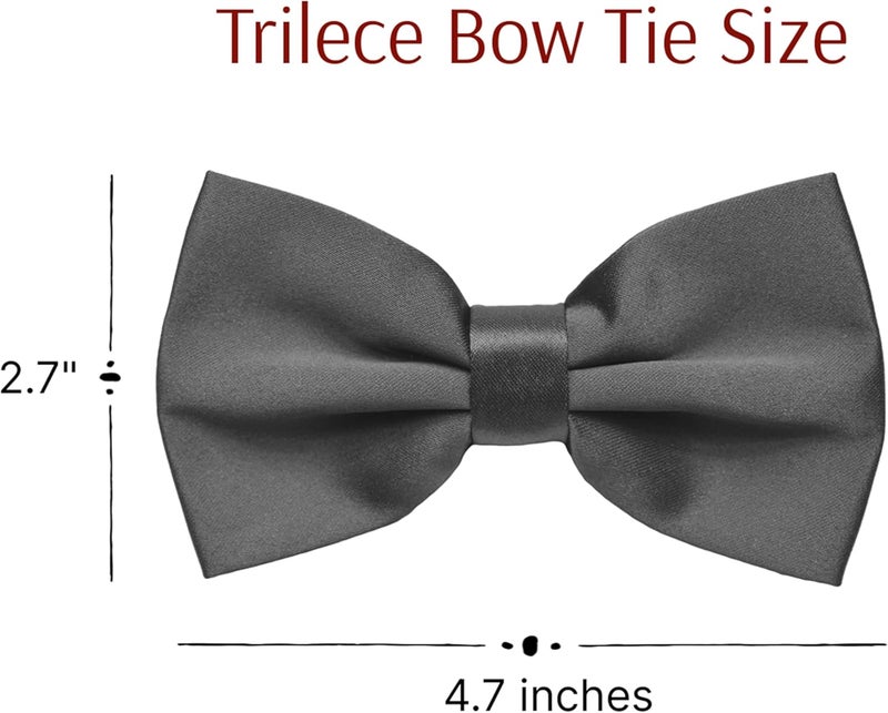 Trilece Bow Ties for Men - Mens Solid Color Formal Pre Tied Bowtie and Pocket Square Sets - Mens Bowties Bow Tie Sets - Image 3